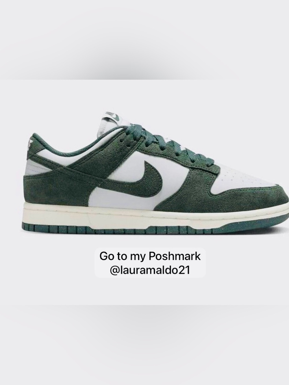 Nike Men’s Dunk Low — White & Dark Green Suede
